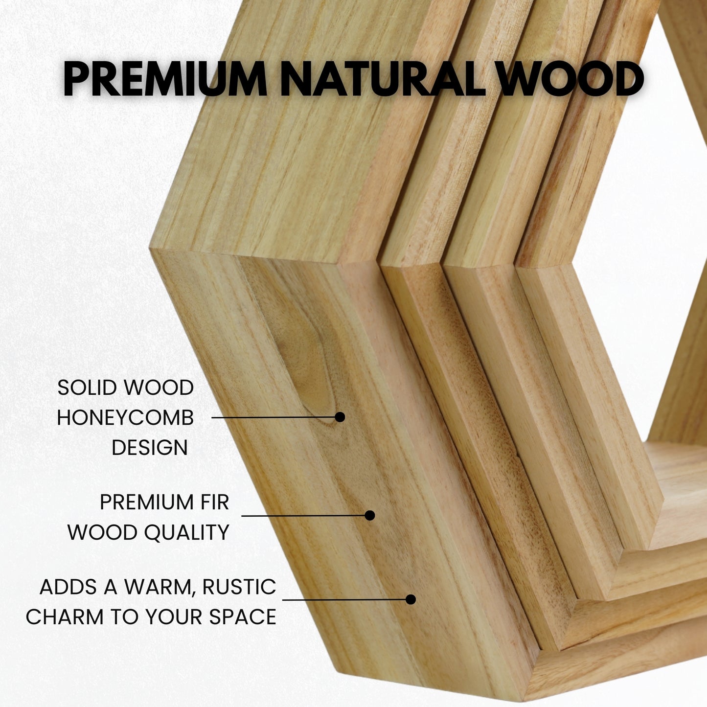 Hexagon Shelves Set of 4 - Natural