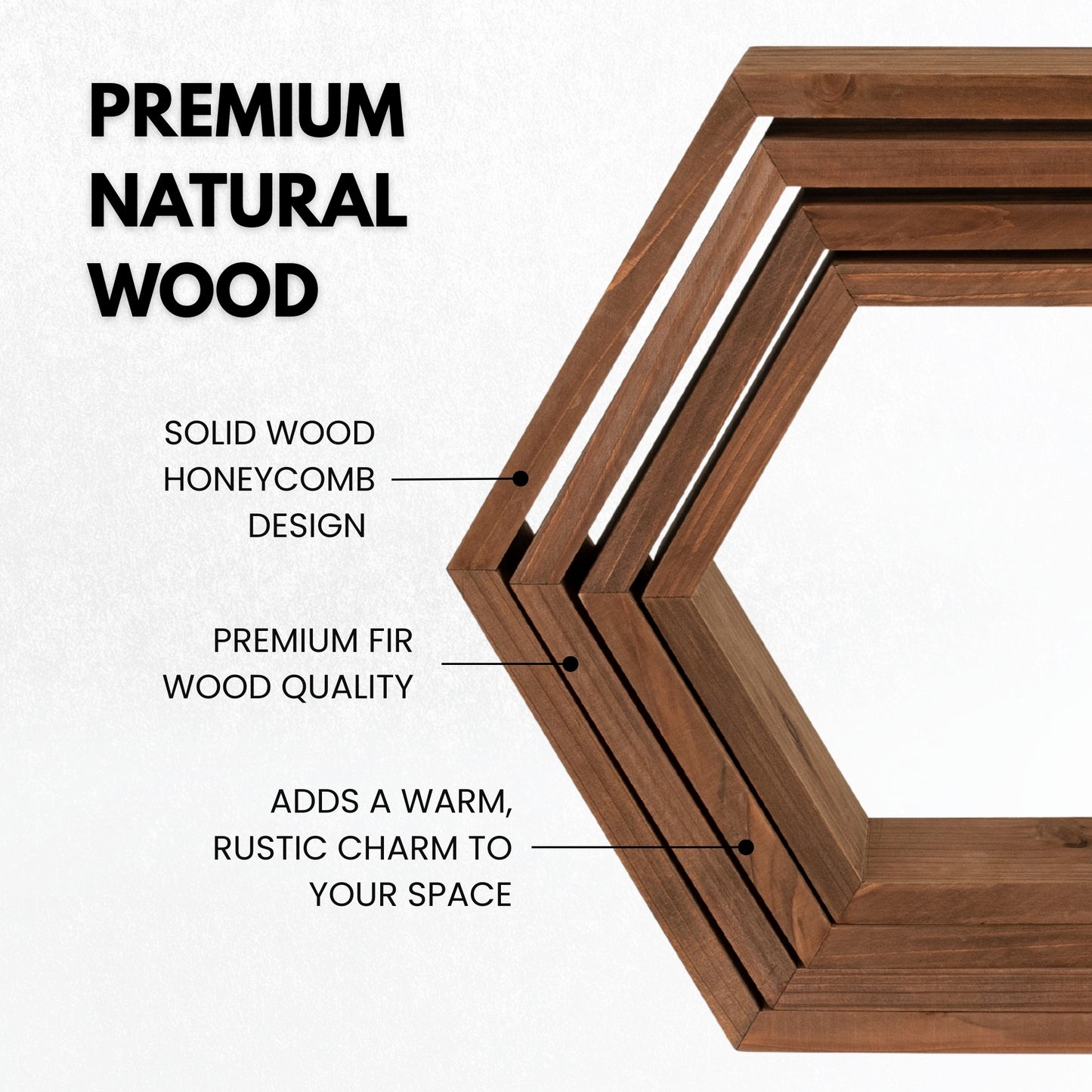 Hexagon Shelves Set of 4 - Brown