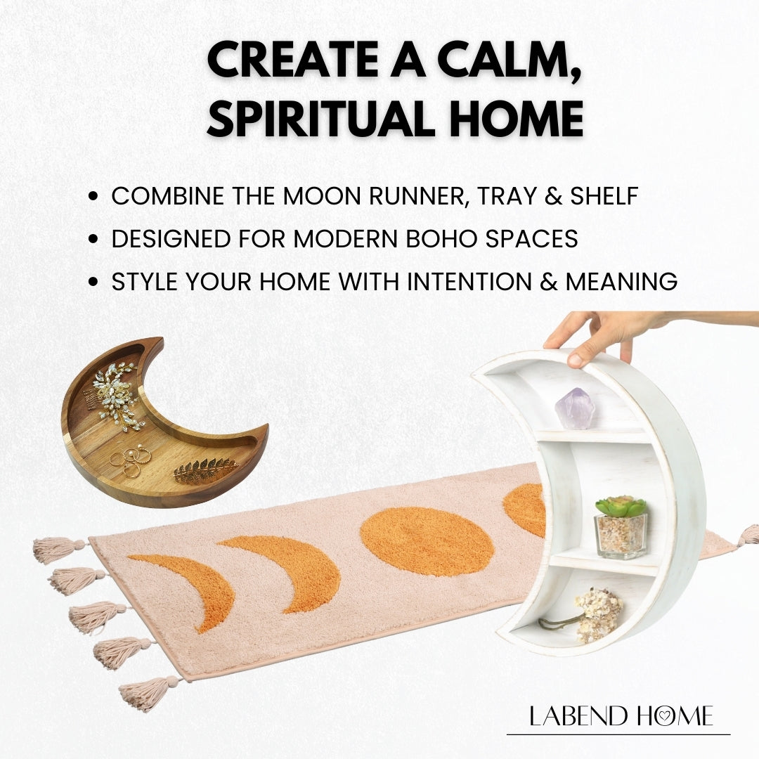 Moon Phase Boho Runner - Orange Moons