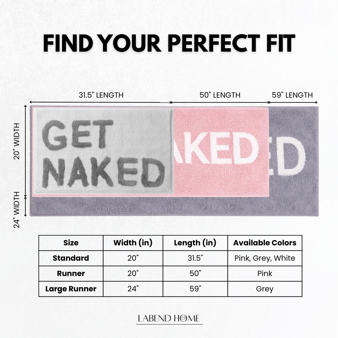 Get Naked Bath Mat Runner - Pink 50" x 20"