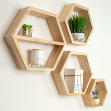 Load image into Gallery viewer, wooden hexagon shelves

