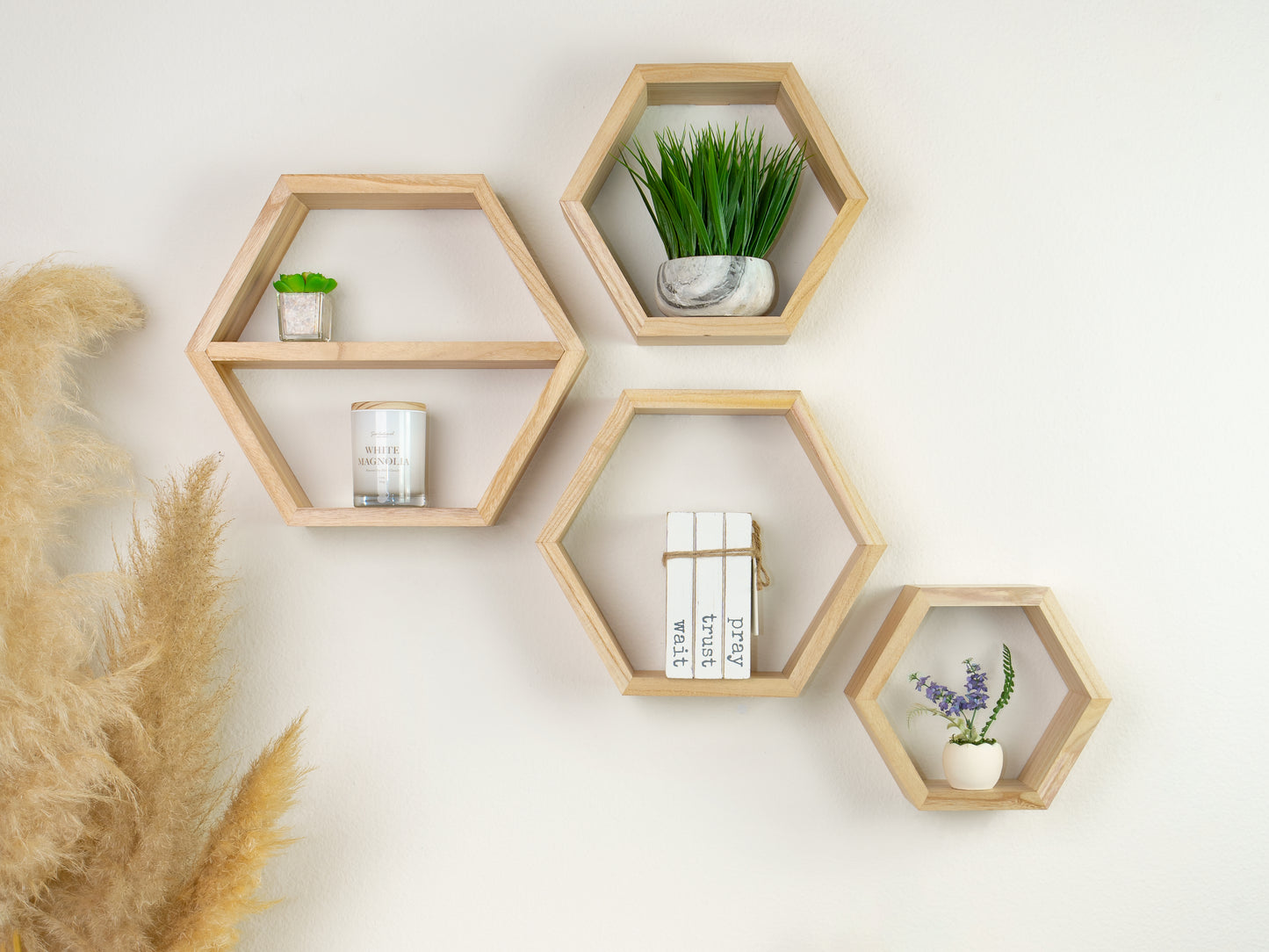 hexagon shelves set wall hanging