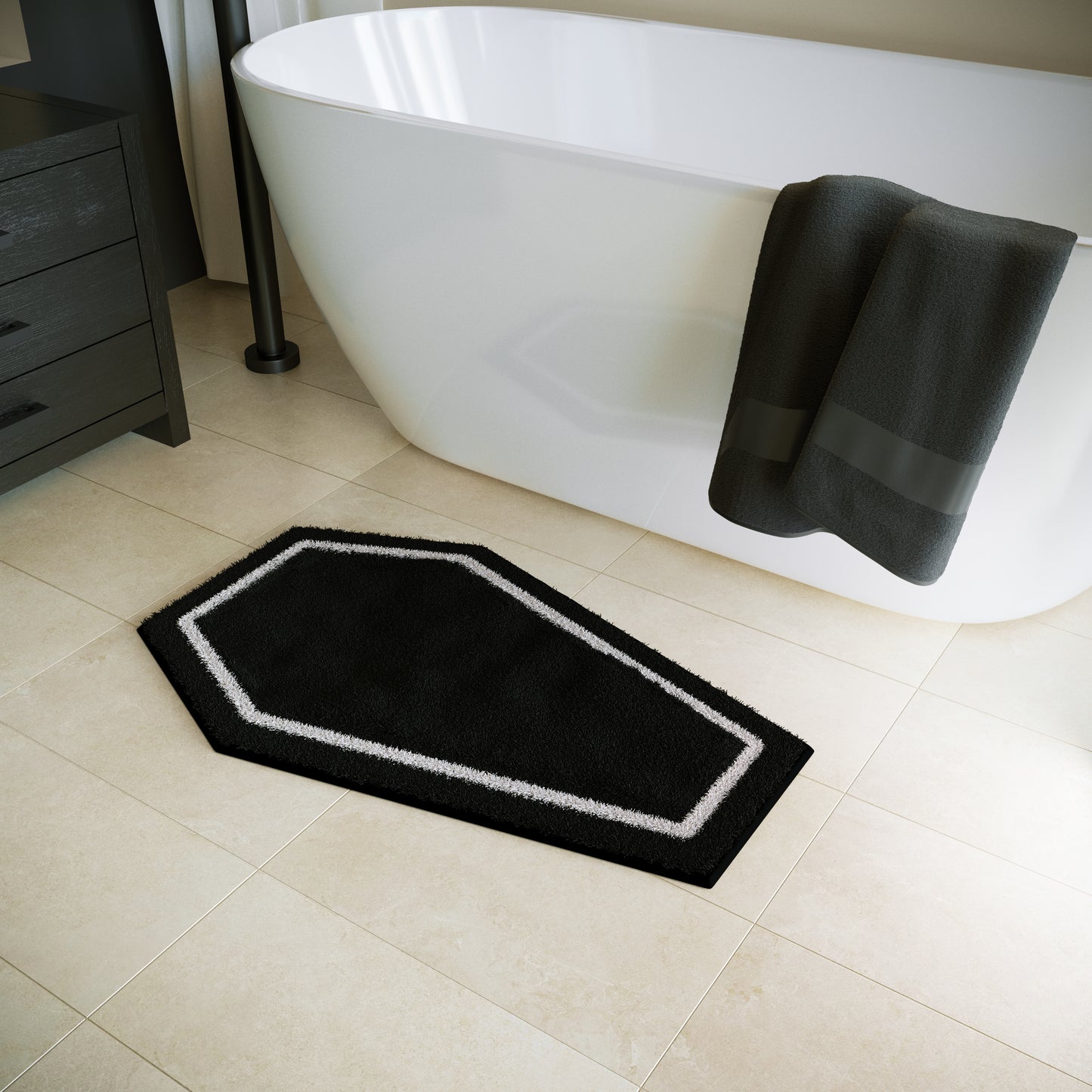 Gothic bath mat rug coffin