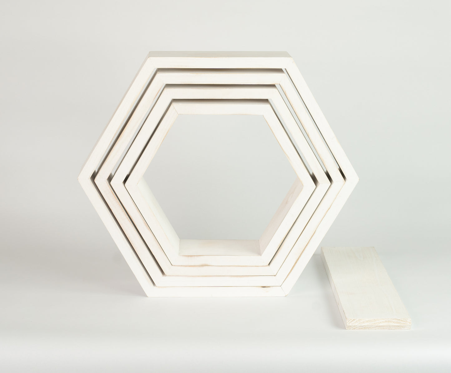 Hexagon Shelves Set of 4 - Rustic White