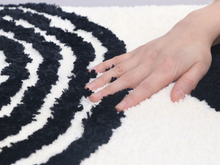 Load image into Gallery viewer, Black &amp; White Ivory Abstract Bath Mat – Non-Slip Washable Boho Rug
