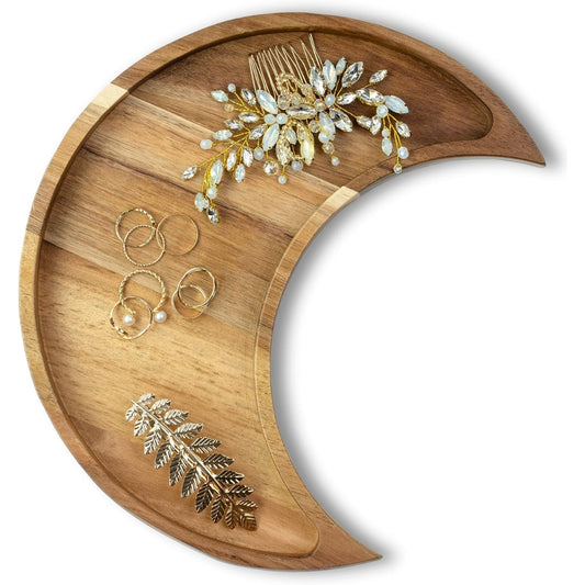 Moon Tray Crystal Holder - Acacia