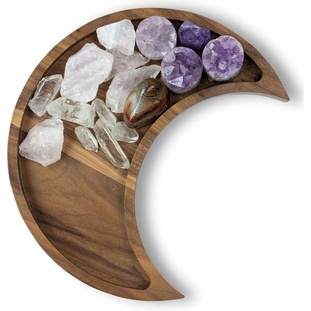 Moon Tray Crystal Holder - Walnut