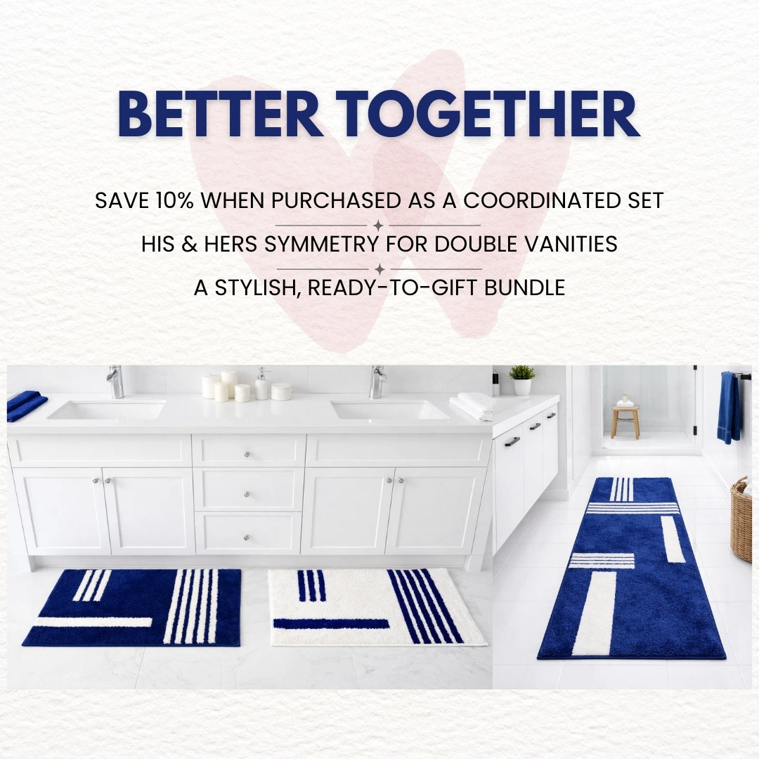 Royal Blue Linea 3-Piece Bath Mat Bundle — Runner + 2 Standard Mats
