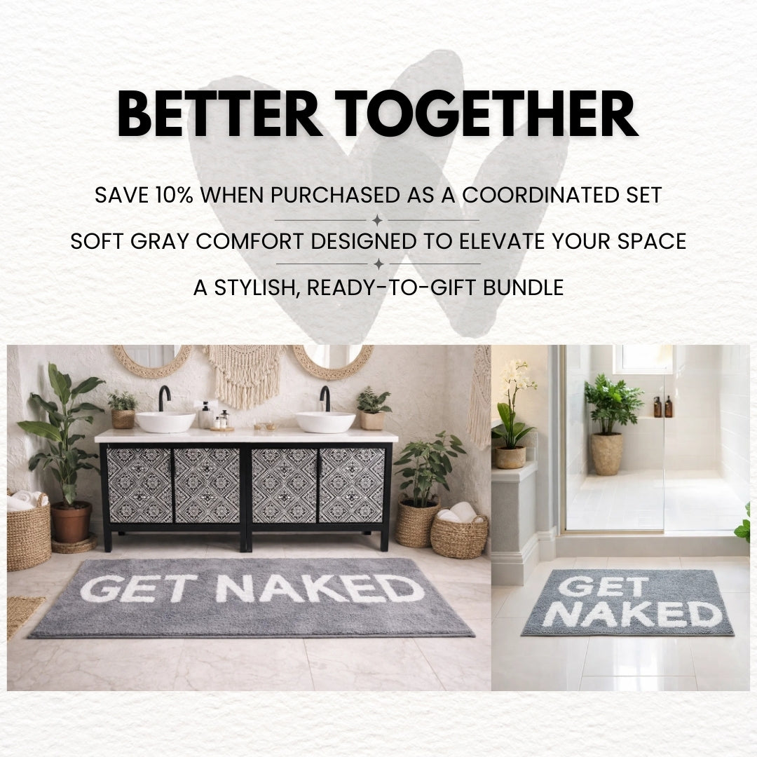 Gray “Get Naked” Bath Mat Bundle