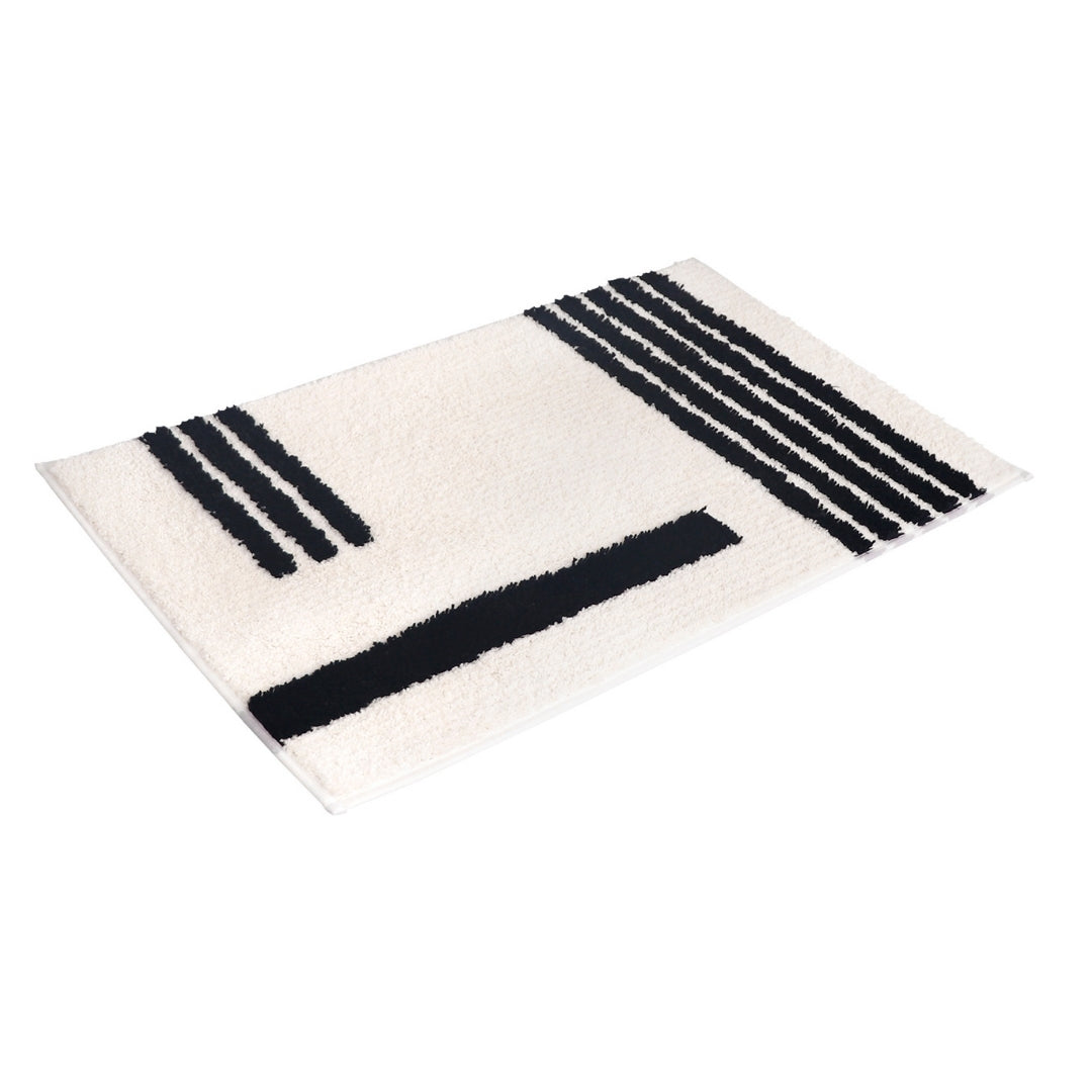 Black & Cream Linea 3-Piece Bath Mat Bundle — Runner + 2 Standard Mats