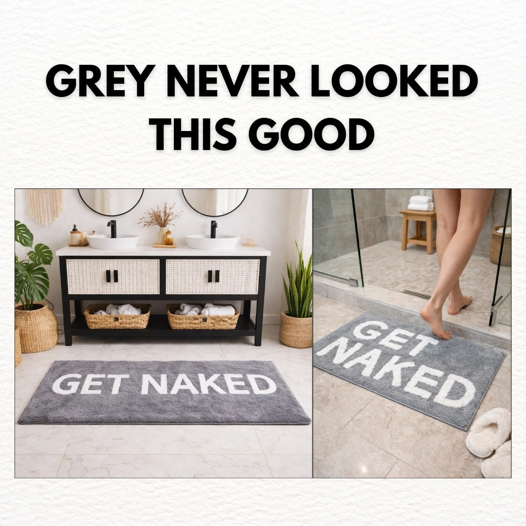 Gray “Get Naked” Bath Mat Bundle