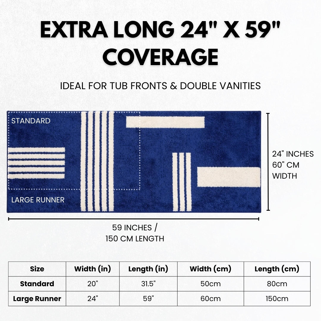 Linea Collection - Large Bath Runner - Royal Blue Base 24" x 59"