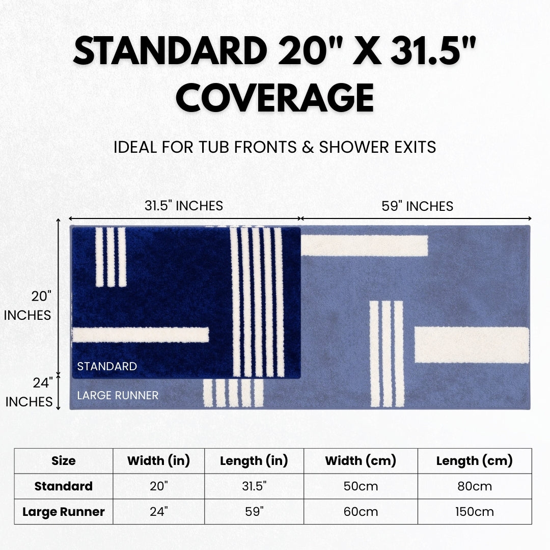 Linea Collection - Bath Mat Standard - Royal Blue Base 20” x 31.5”