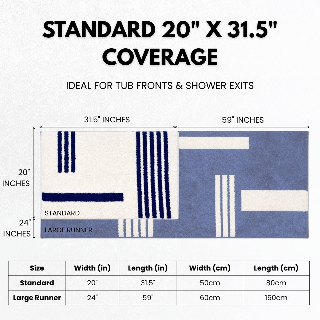 Linea Collection - Bath Mat Standard - Cream & Royal Blue 20” x 31.5”