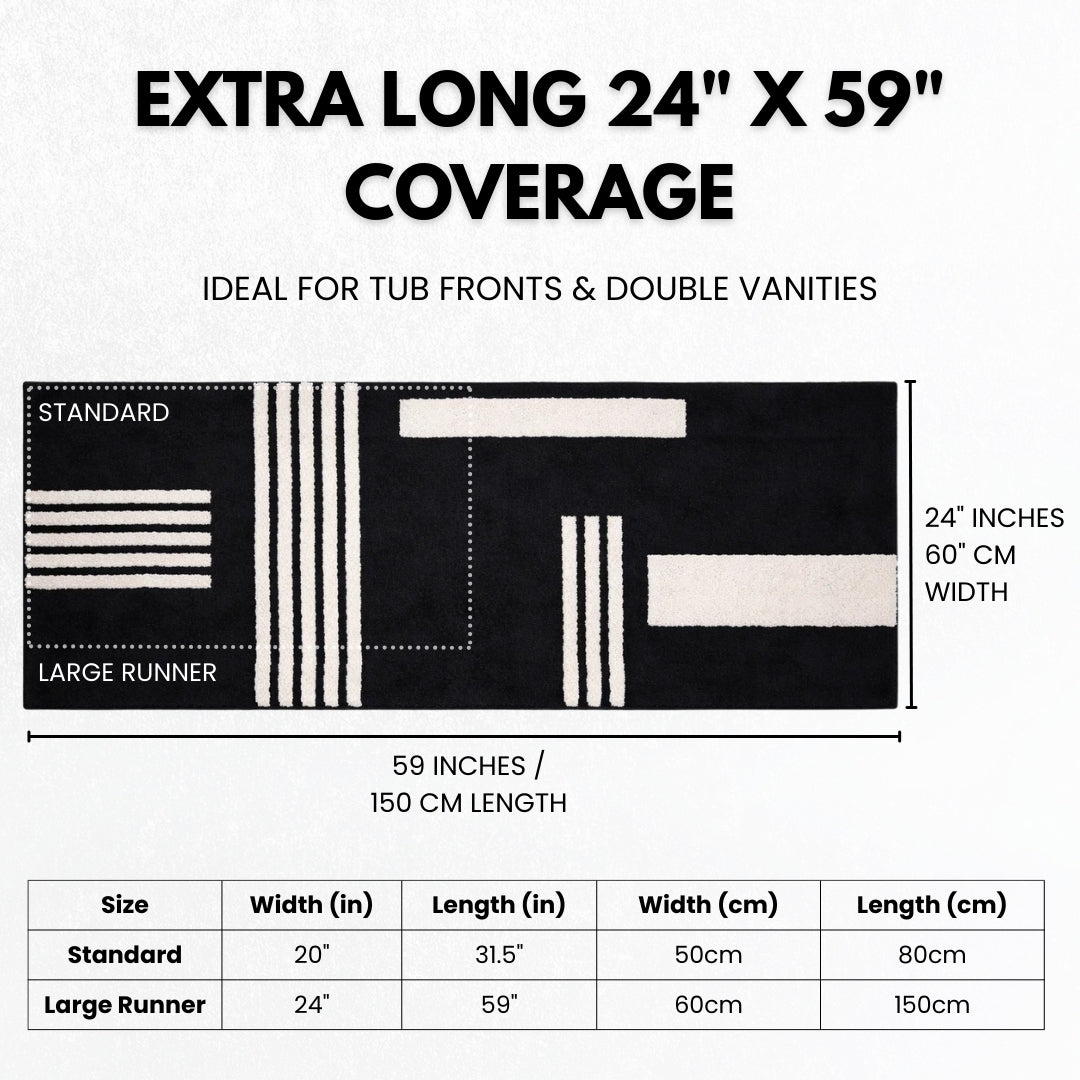 Linea Collection - Large Bath Runner - Black Base 24" x 59"