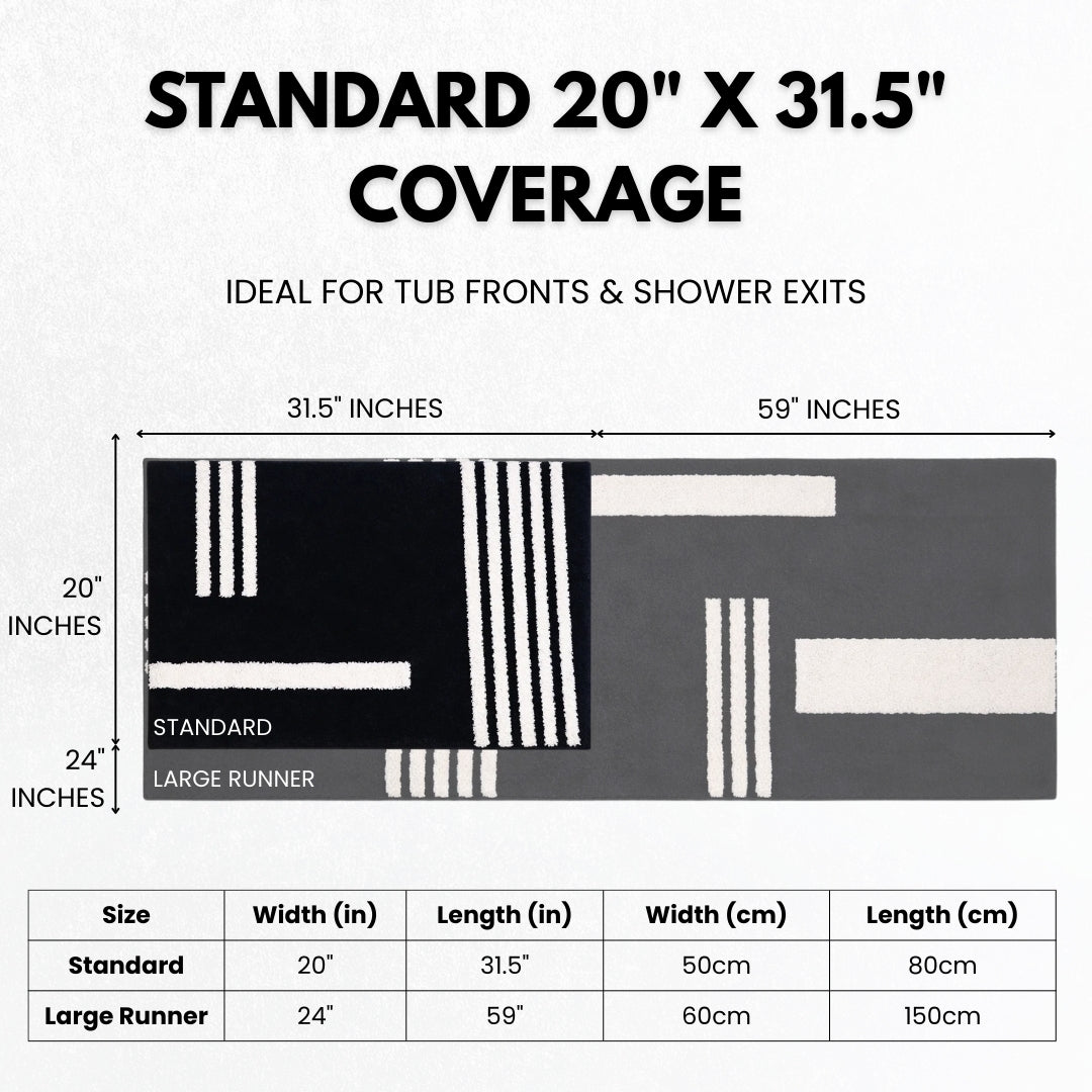 Linea Collection - Bath Mat Standard - Black Base 20” x 31.5”