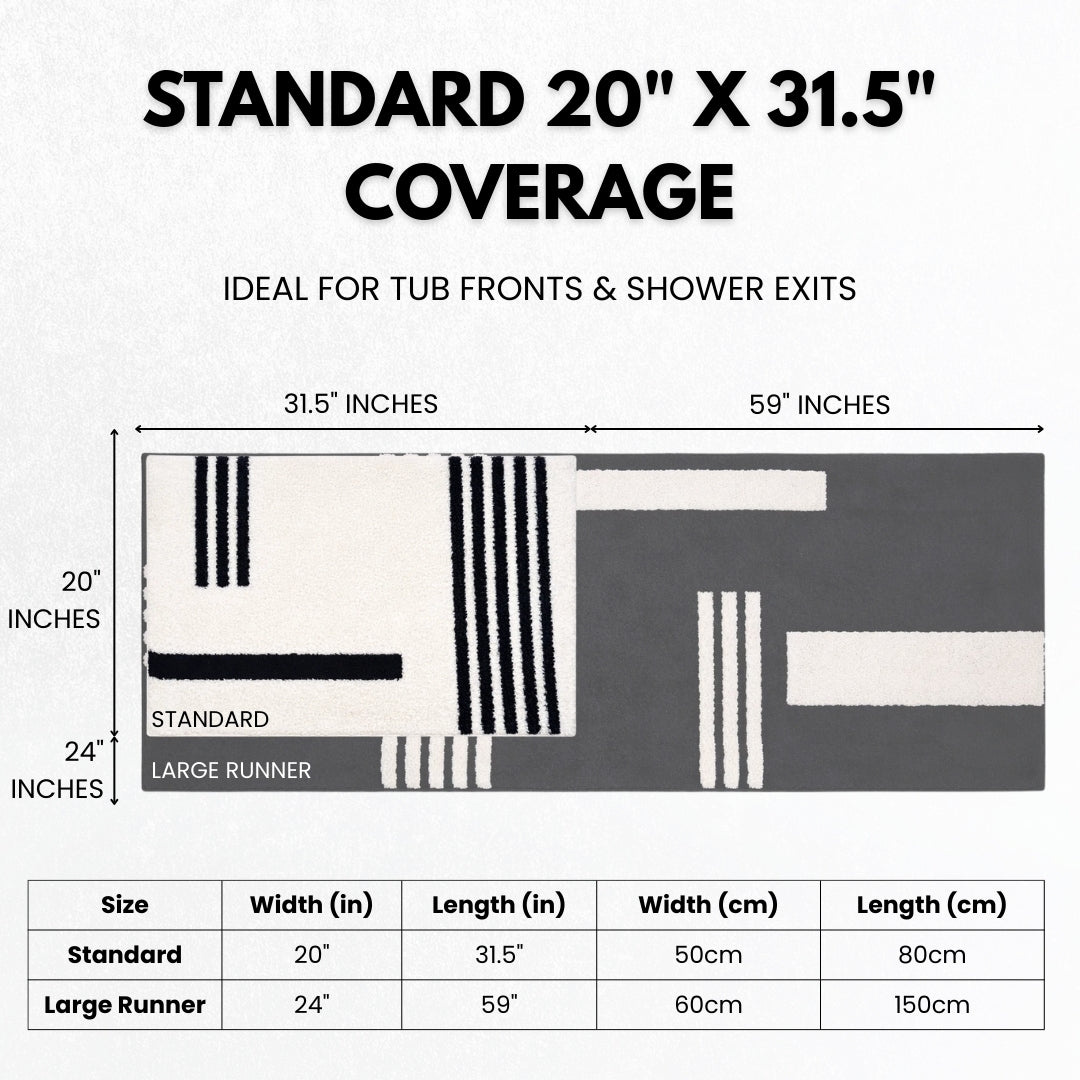 Linea Collection - Bath Mat Standard - Cream & Black 20” x 31.5”
