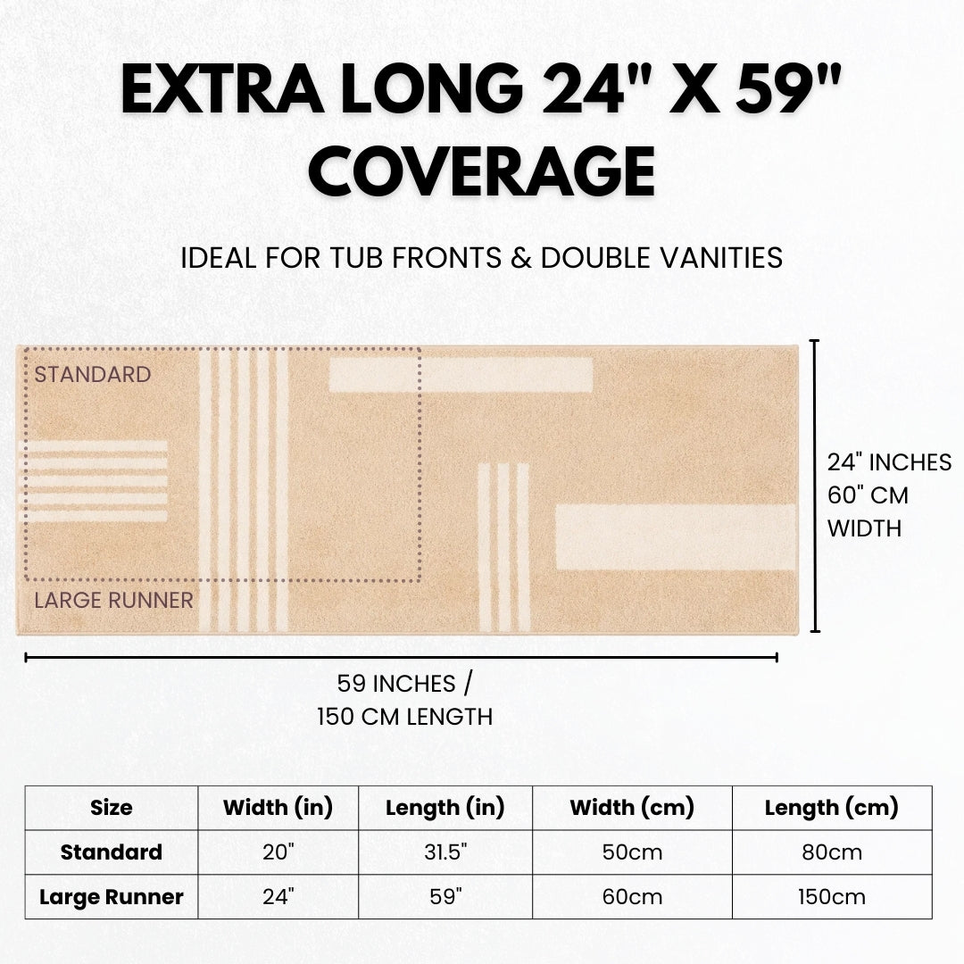 Linea Collection - Large Bath Runner - Natural Base 24" x 59"
