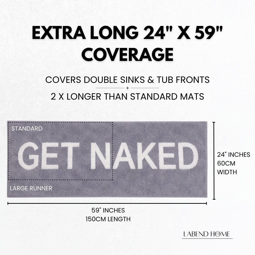 Get Naked Bath Mat Runner - Gray 60" x 24"