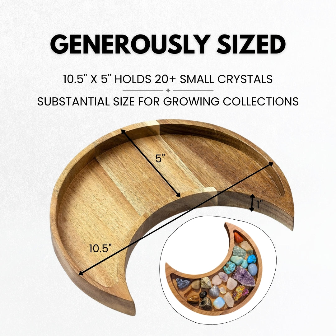 Moon Tray Crystal Holder - Acacia