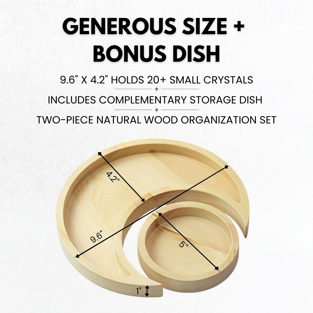 Moon Tray with Dish Crystal Holder - Pine