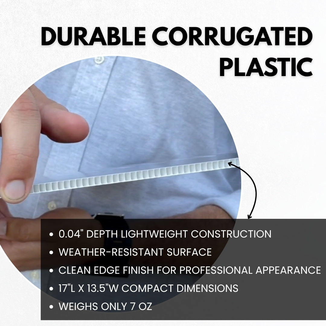 Durable weather-resistant corrugated plastic material used for the realtor rectangle prop sign, close-up detail