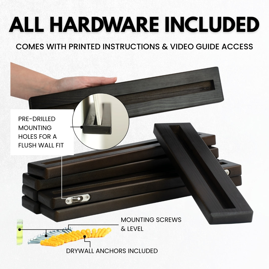 Vinyl Record Shelf Set of 8 - Records Display Shelves (Espresso)