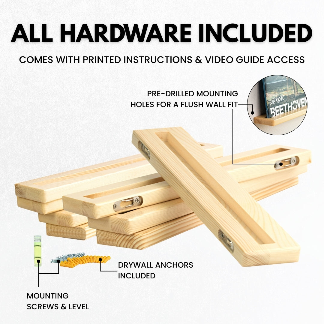 Record Shelves Set of 8 - Records Display Shelves (Natural)