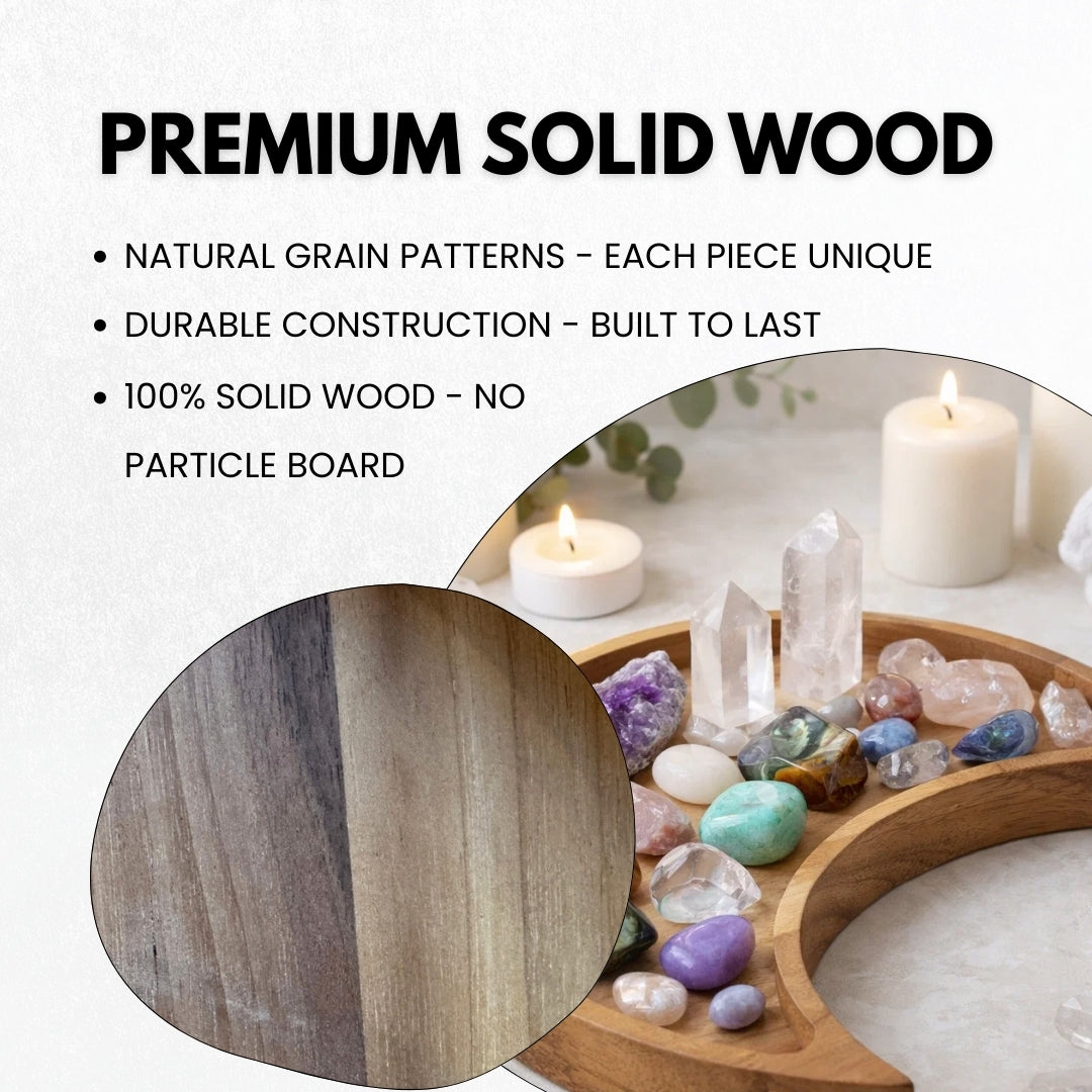 Moon Tray Crystal Holder - Acacia