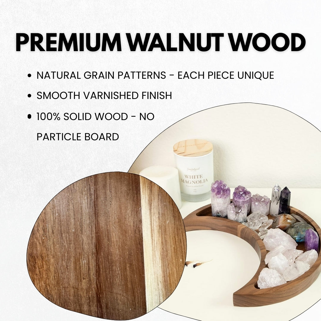 Moon Tray Crystal Holder - Walnut