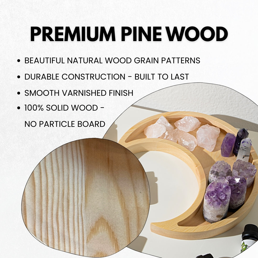 Moon Tray with Dish Crystal Holder - Pine