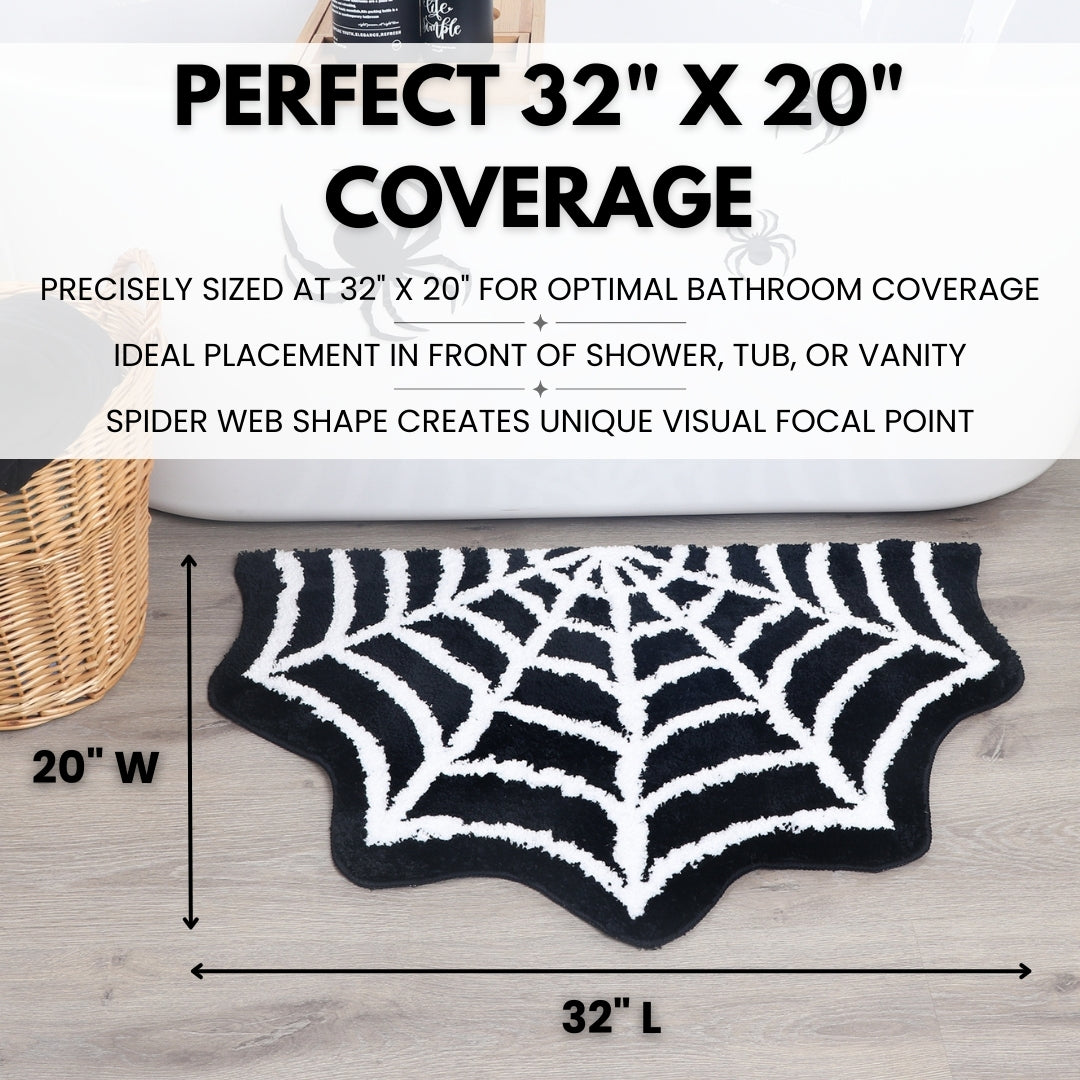 WITTIZA Spider Web Bath Mat Halloween Rug Gothic Spider Rug
