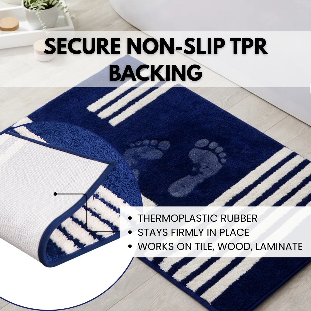 Linea Collection - Bath Mat Standard - Royal Blue Base 20” x 31.5”