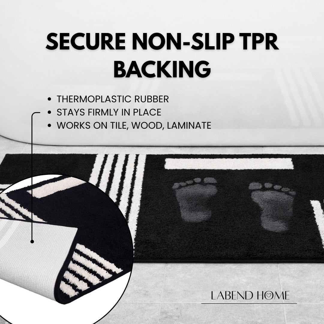 Linea Collection - Large Bath Runner - Black Base 24" x 59"