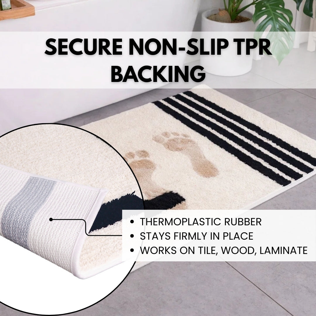 Linea Collection - Bath Mat Standard - Cream & Black 20” x 31.5”