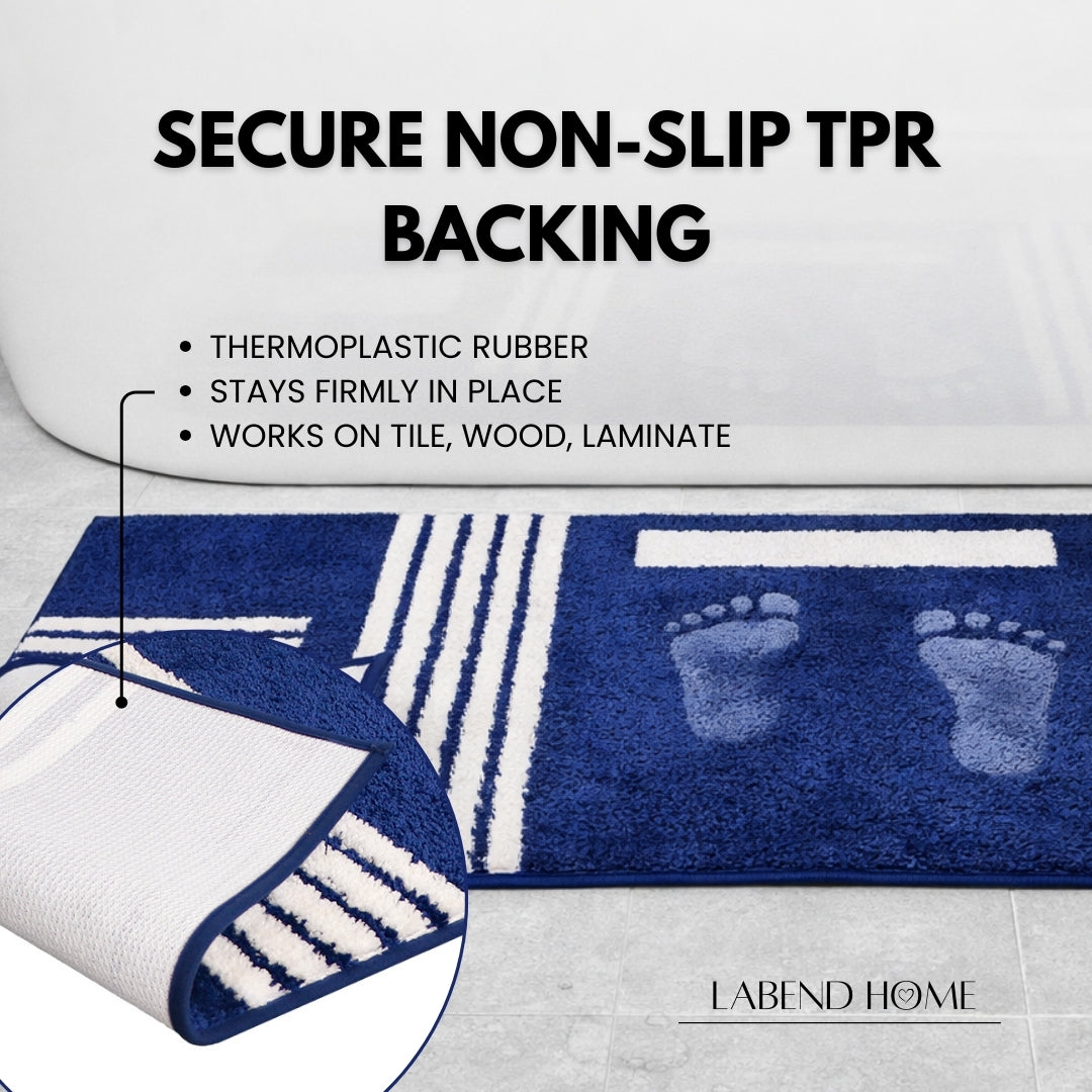 Linea Collection - Large Bath Runner - Royal Blue Base 24" x 59"