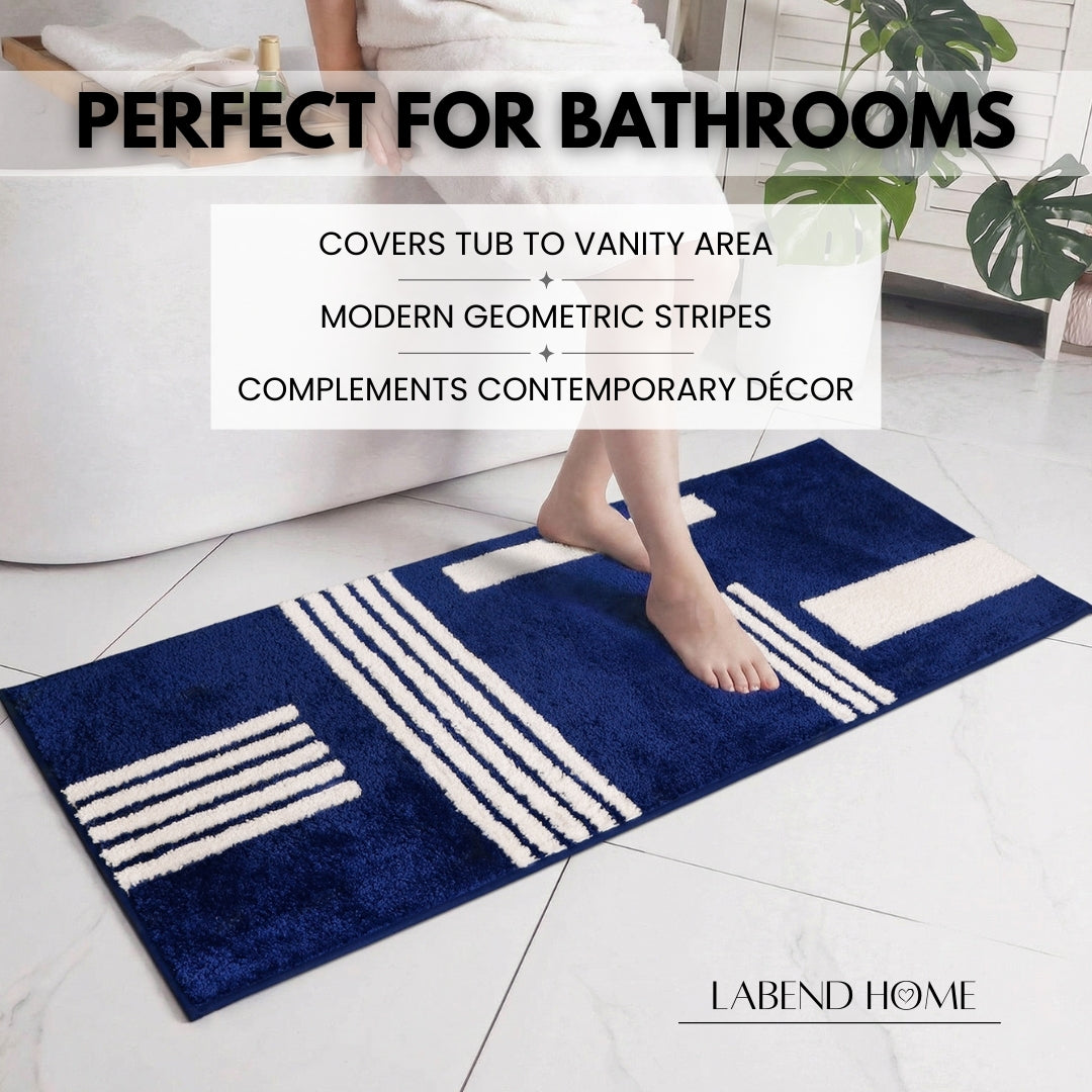 Linea Collection - Large Bath Runner - Royal Blue Base 24" x 59"