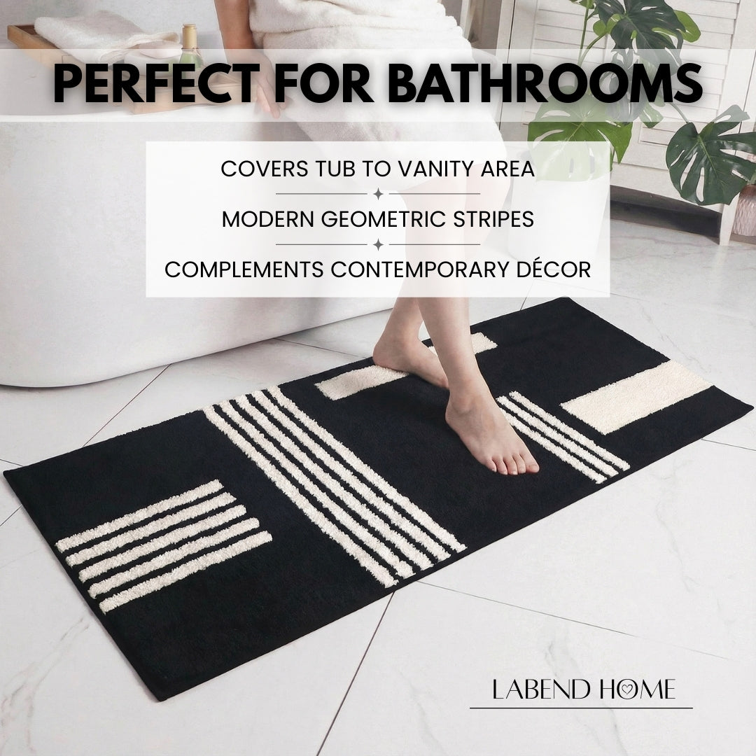 Linea Collection - Large Bath Runner - Black Base 24" x 59"