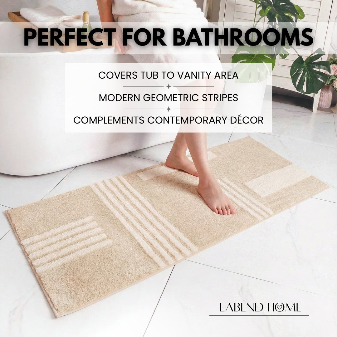 Linea Collection - Large Bath Runner - Natural Base 24" x 59"