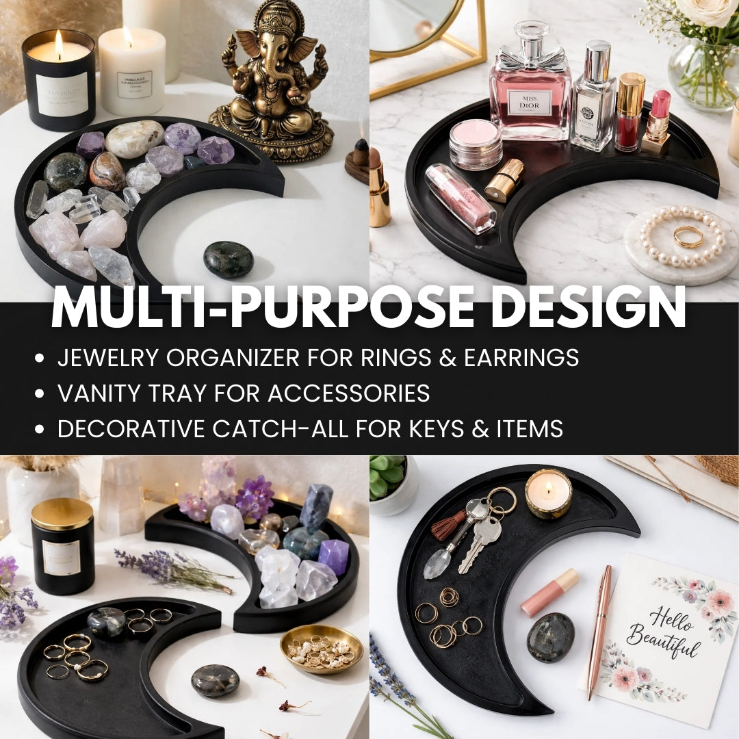 Moon Tray Crystal Holder - Black