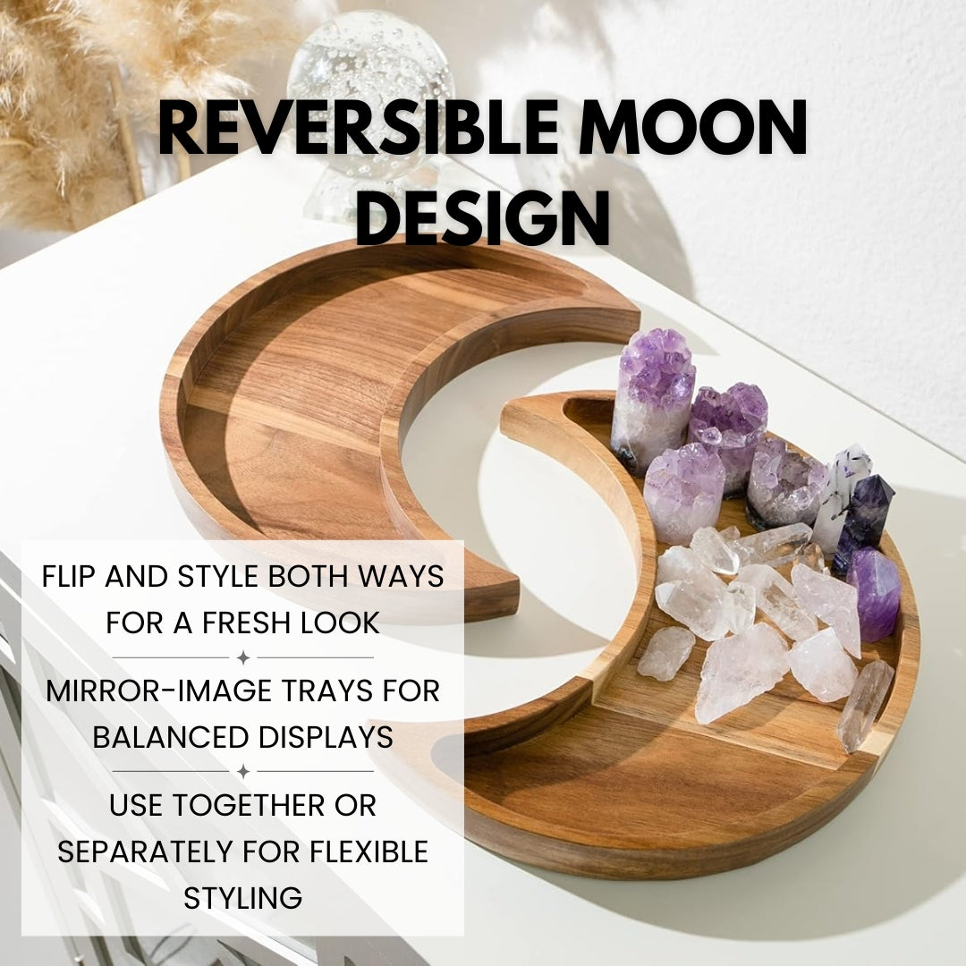 Moon Tray Crystal Holder - Acacia