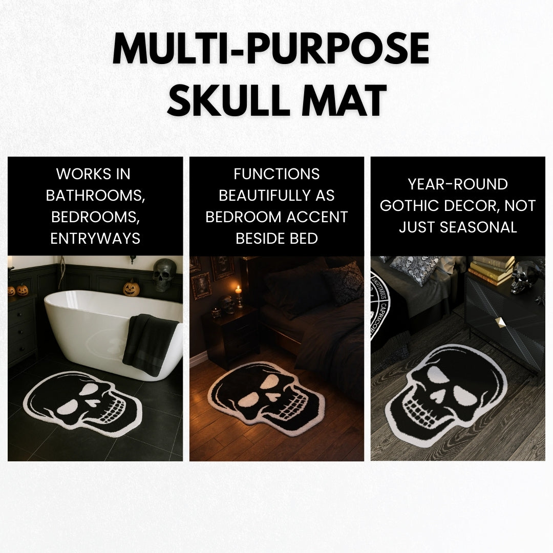 WITTIZA Skull Rug Halloween Bath Mat Gothic Rug