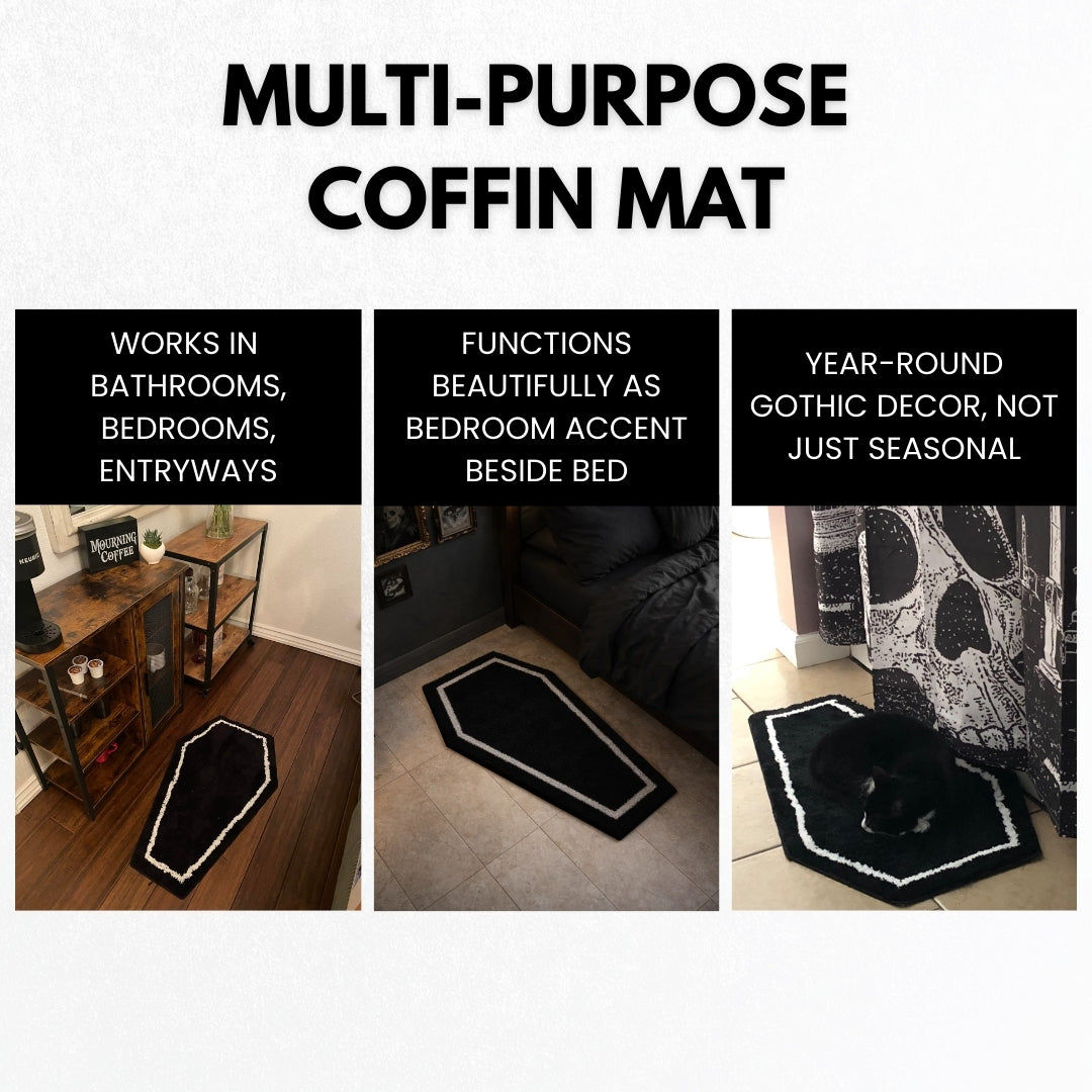 WITTIZA Coffin Bath Mat Halloween Rug Gothic Rug