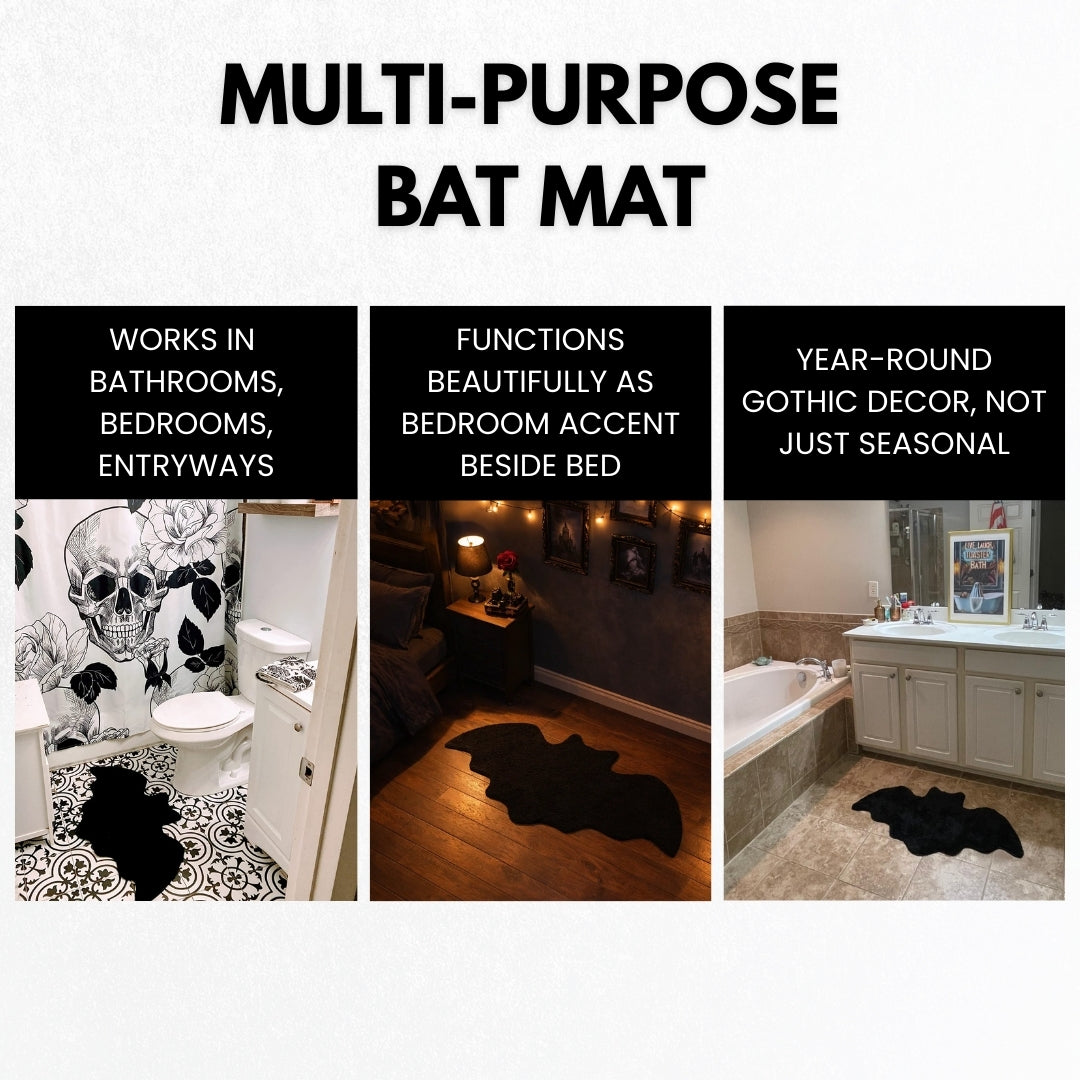 WITTIZA Bat Rug Halloween Bat Bath Mat Gothic Rug