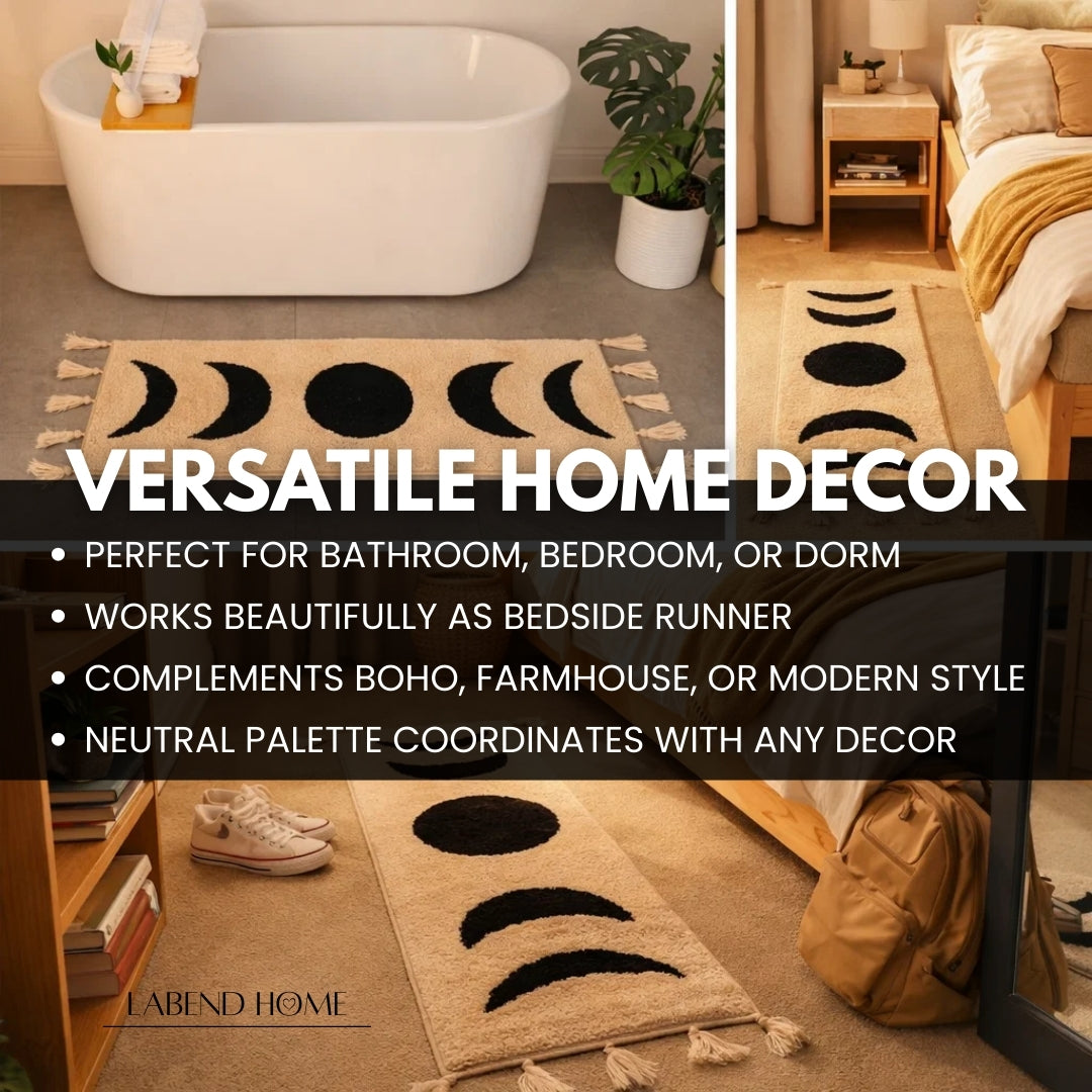 Moon Phase Boho Runner - Black Moons