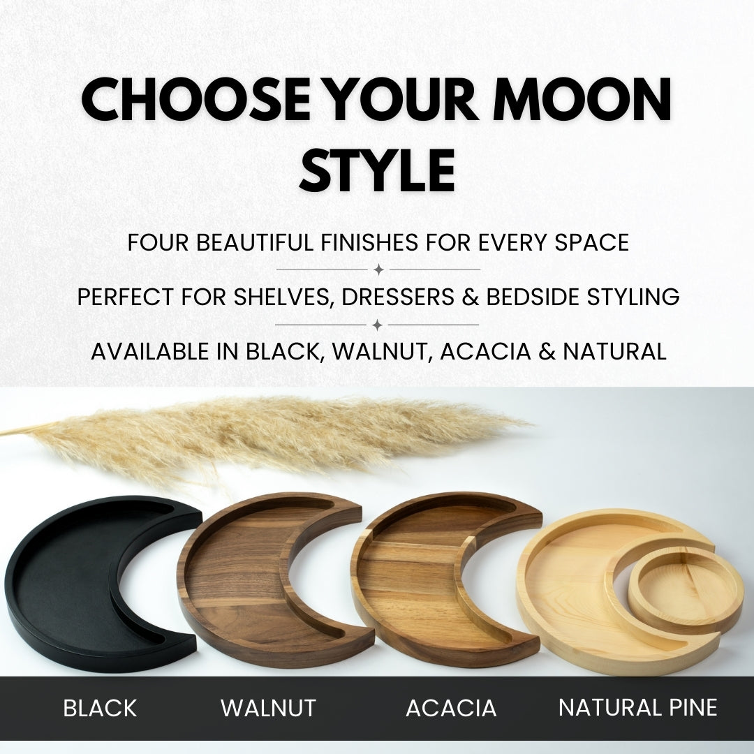Moon Tray Crystal Holder - Acacia