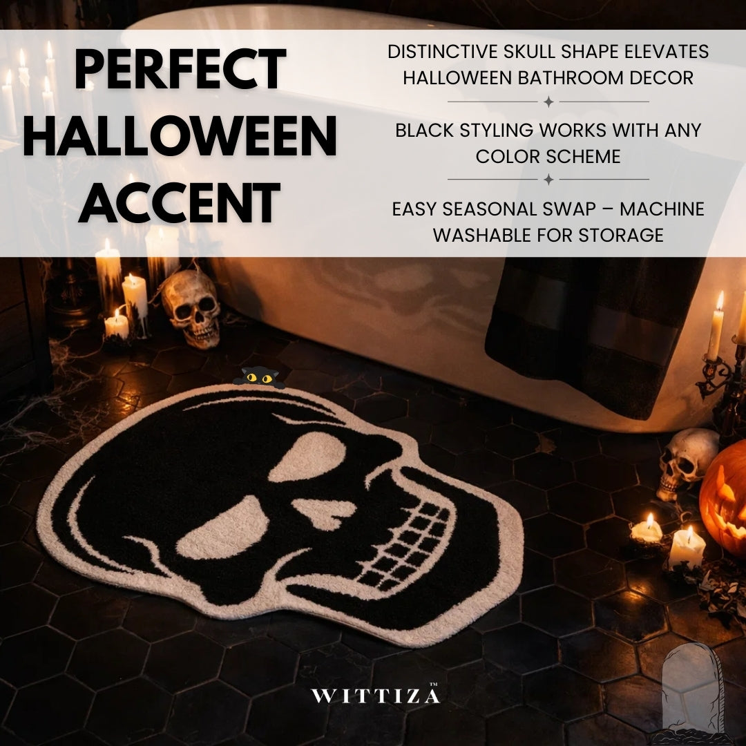 WITTIZA Skull Rug Halloween Bath Mat Gothic Rug