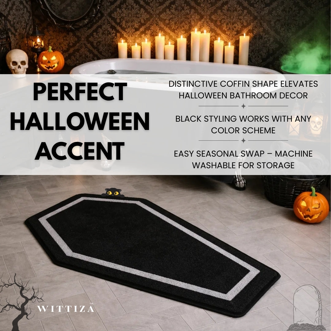 WITTIZA Coffin Bath Mat Halloween Rug Gothic Rug