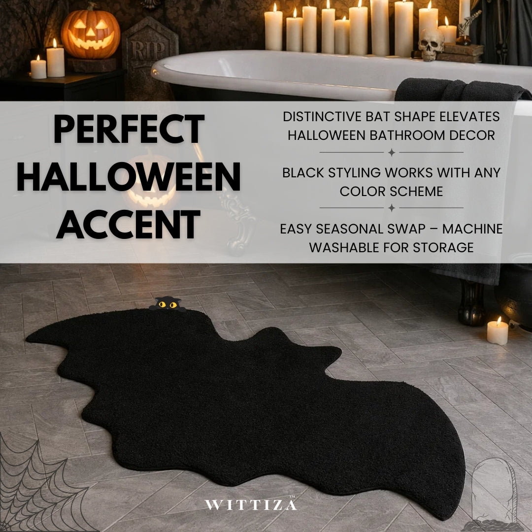 WITTIZA Bat Rug Halloween Bat Bath Mat Gothic Rug