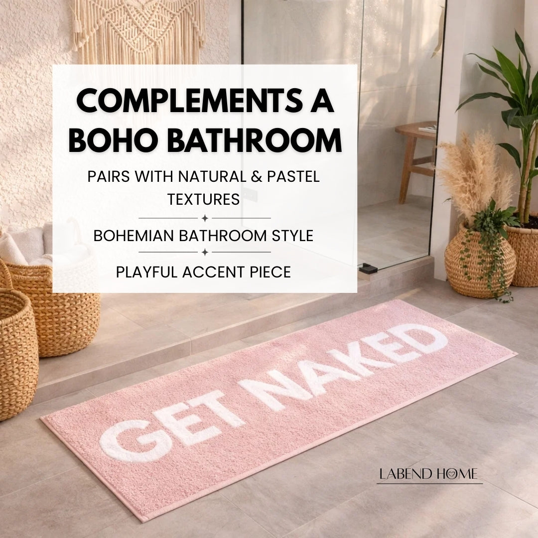 Get Naked Bath Mat Runner - Pink 50" x 20"